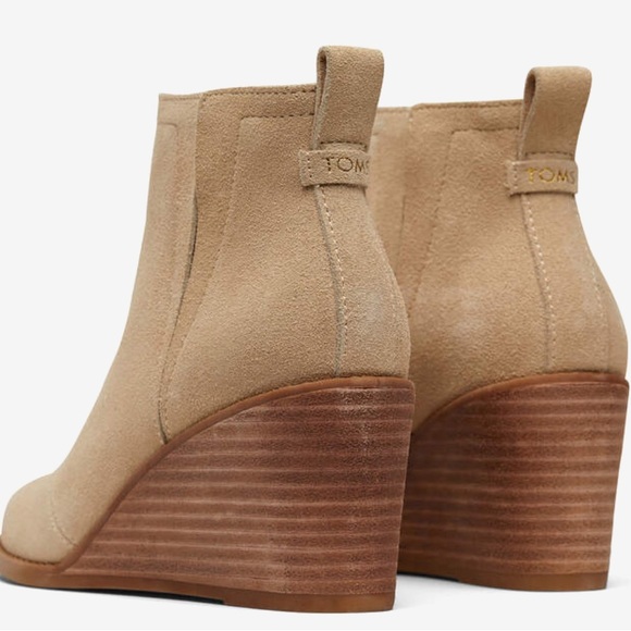 TOMS - Clare Oatmeal Suede Wedge Boot - Picture 3 of 10